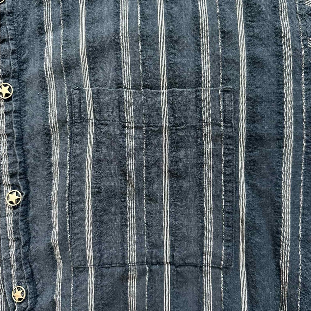 Scully Western Shirt L Blue Striped Star Buttons Vintage Cowboy Style - Picture 6 of 9